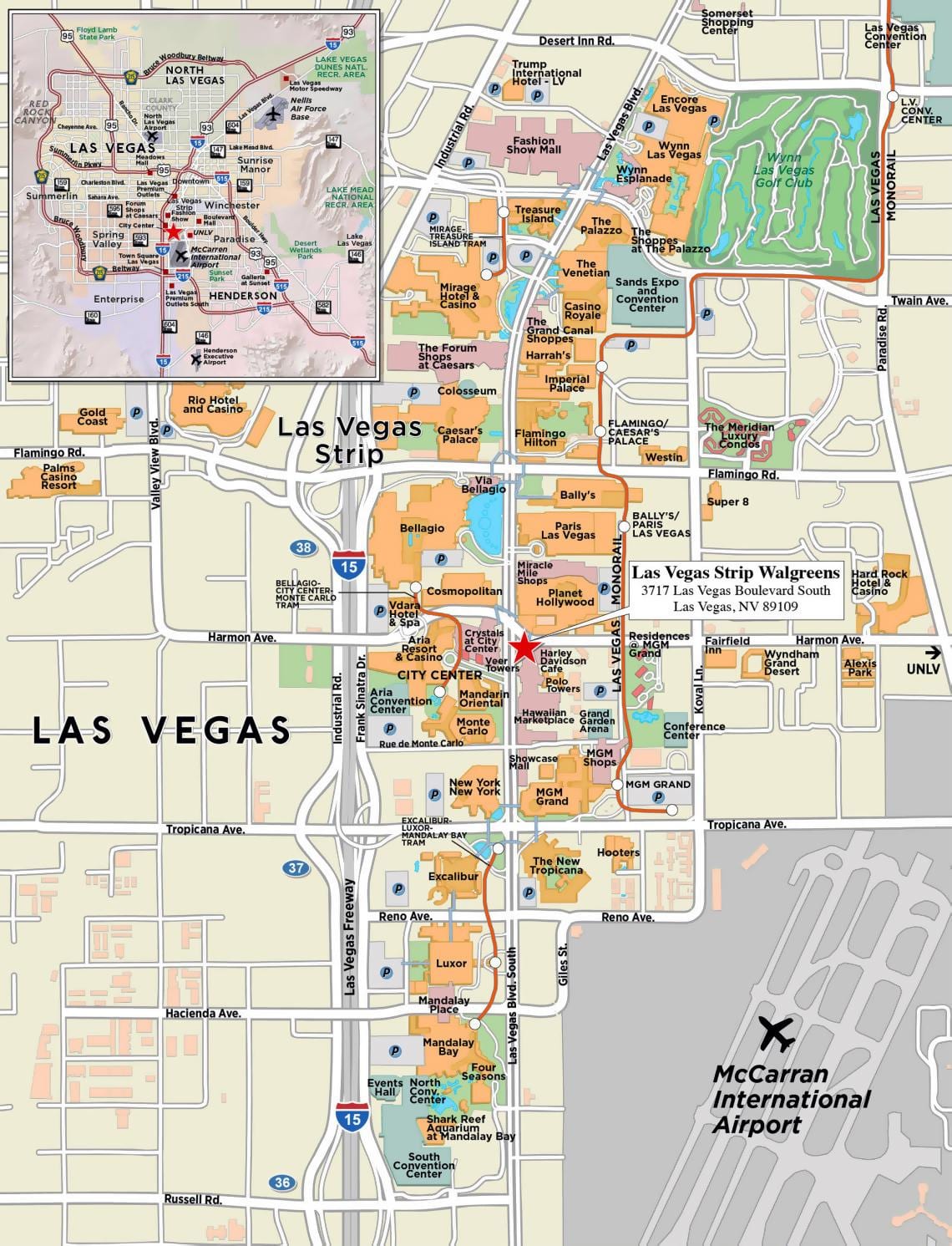 ramani ya jiji la Las Vegas