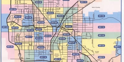 Zip code ramani ya Las Vegas